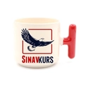 Kırmızı Kulplu Seramik Latte Fincanı