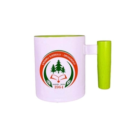 İçi ve Ahşap Kulbu Yeşil Seramik Kupa