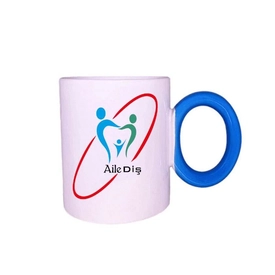 Yuvarlak Mavi Kulplu Seramik Kupa