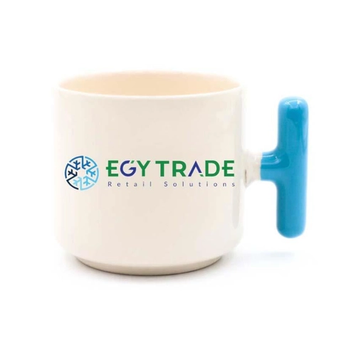 Mavi Kulplu Seramik Latte Fincanı