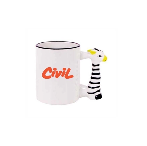 Zebra Figür Kulplu Seramik Kupa