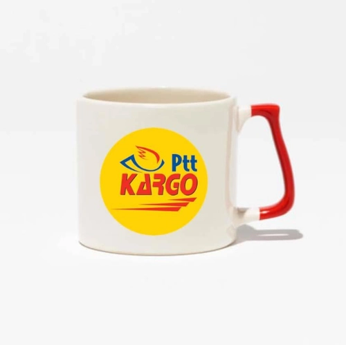 Luks Kırmızı Kulplu Seramik Kupa